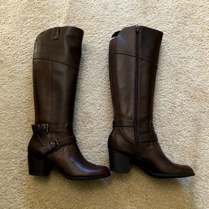 NEW Tall Dark Brown Faux Leather Boots